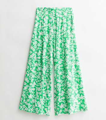 Tall Green Floral Wide Leg Crop Trousers