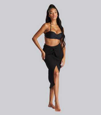 South Beach Black Crinkle Twist Beach Skirt