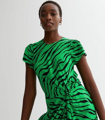 Tall Green Zebra Print Side Knot Midi Dress New Look