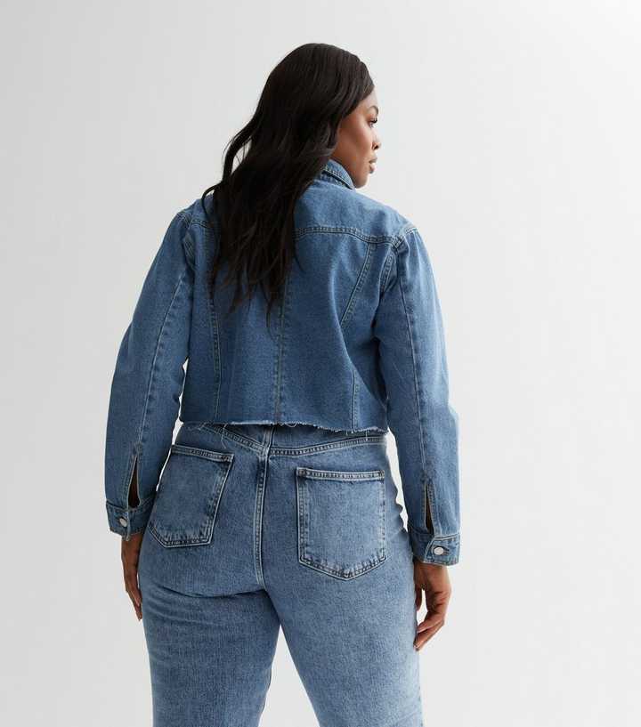 Urban Bliss Curves Blue Denim Raw Hem Jacket