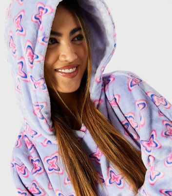 Skinnydip Lilac Butterfly Fleece Oversized Blanket Hoodie | New Look