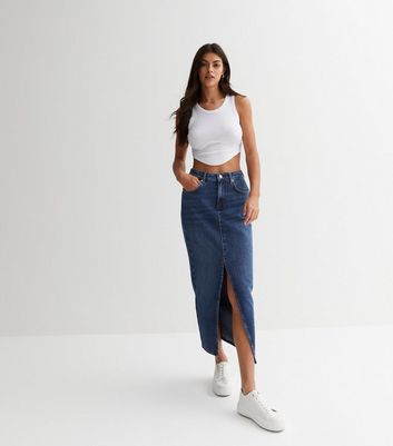 New Look Petite Blue Button Front Bleached Denim Skirt | Denim skirt, New  look skirts, Petite skirt
