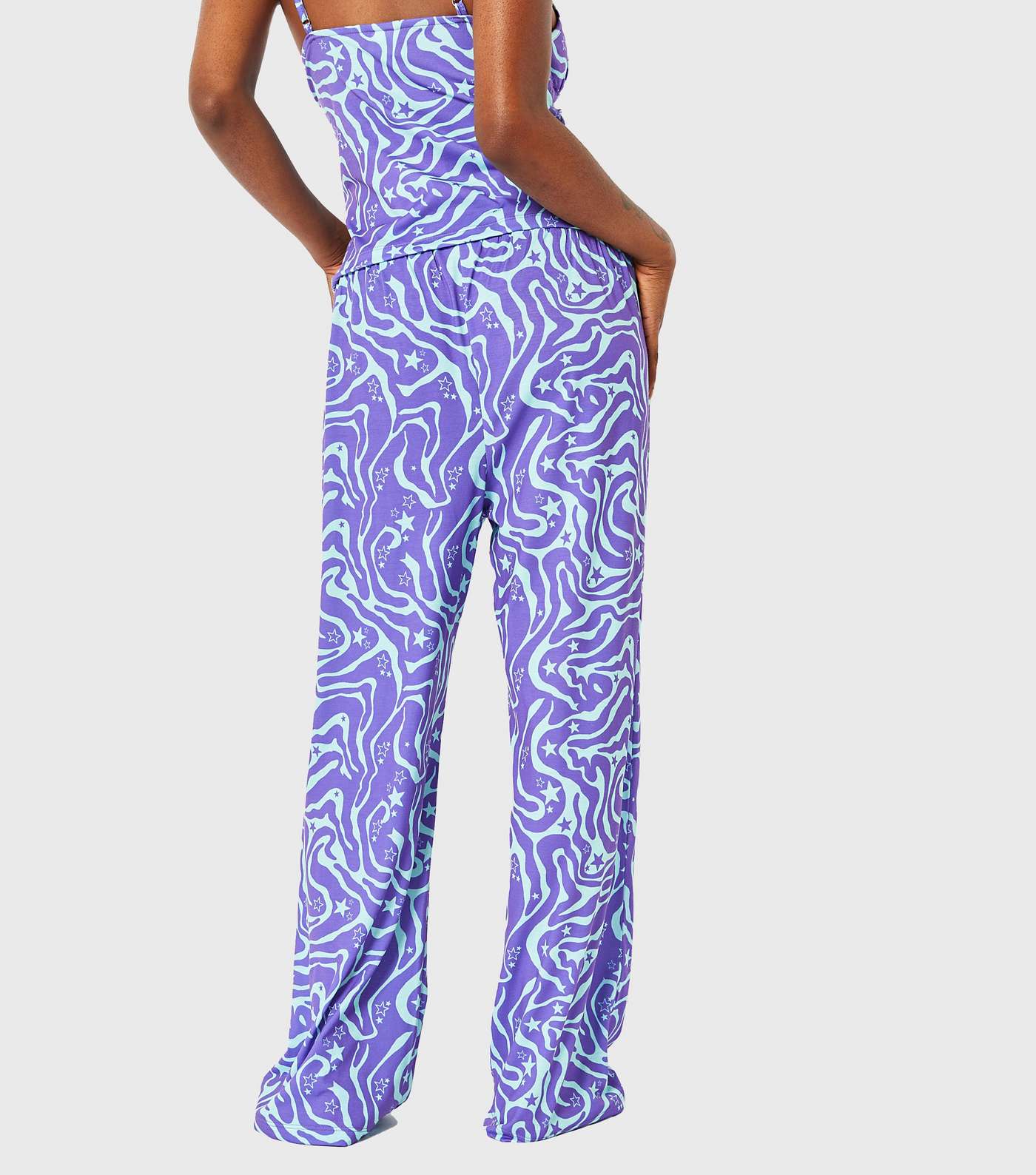 Skinnydip Purple Cami Pyjama Set with Swirl Star Print Image 4