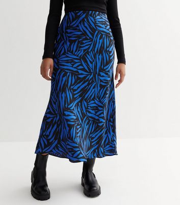 New look petite satin midi skirt in outlet navy