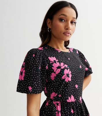 Polka dot dress with flowers hotsell