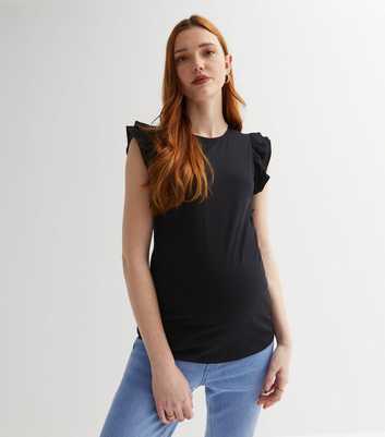 Maternity Black Frill Sleeve Blouse