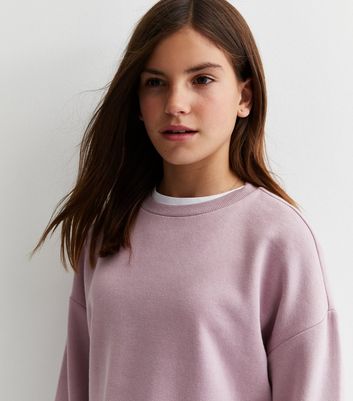 Girls Light Purple Jersey Crew Neck Sweatshirt New Look