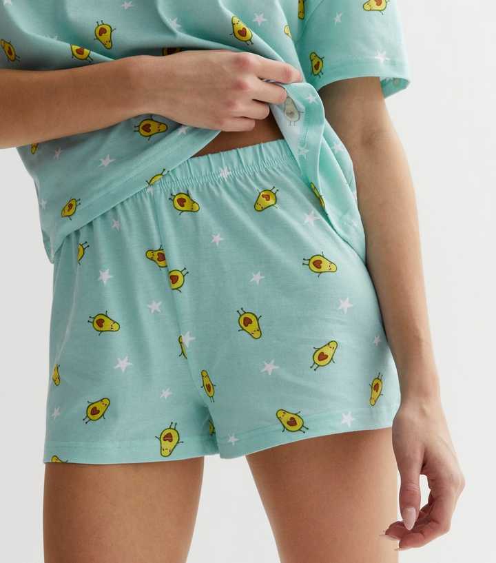 YIJIU Women's Alpaca Print Pajama Set - Short Sleeve Tee And Shorts Sleepwear In Avocado Green, Size Large