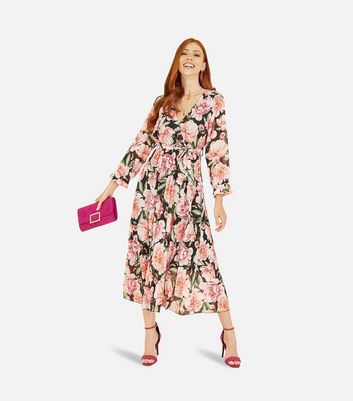 Rose long sleeve shop pleated midi dress