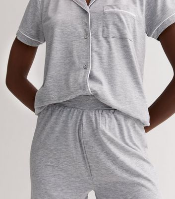 Tall Grey Jersey Piping Trouser Pyjama Set New Look