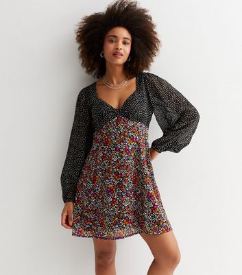 Chiffon floral 2024 mini dress