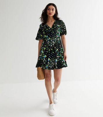 Floral wrap cheap tea dress