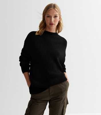 Tall Black Knit High Neck Jumper