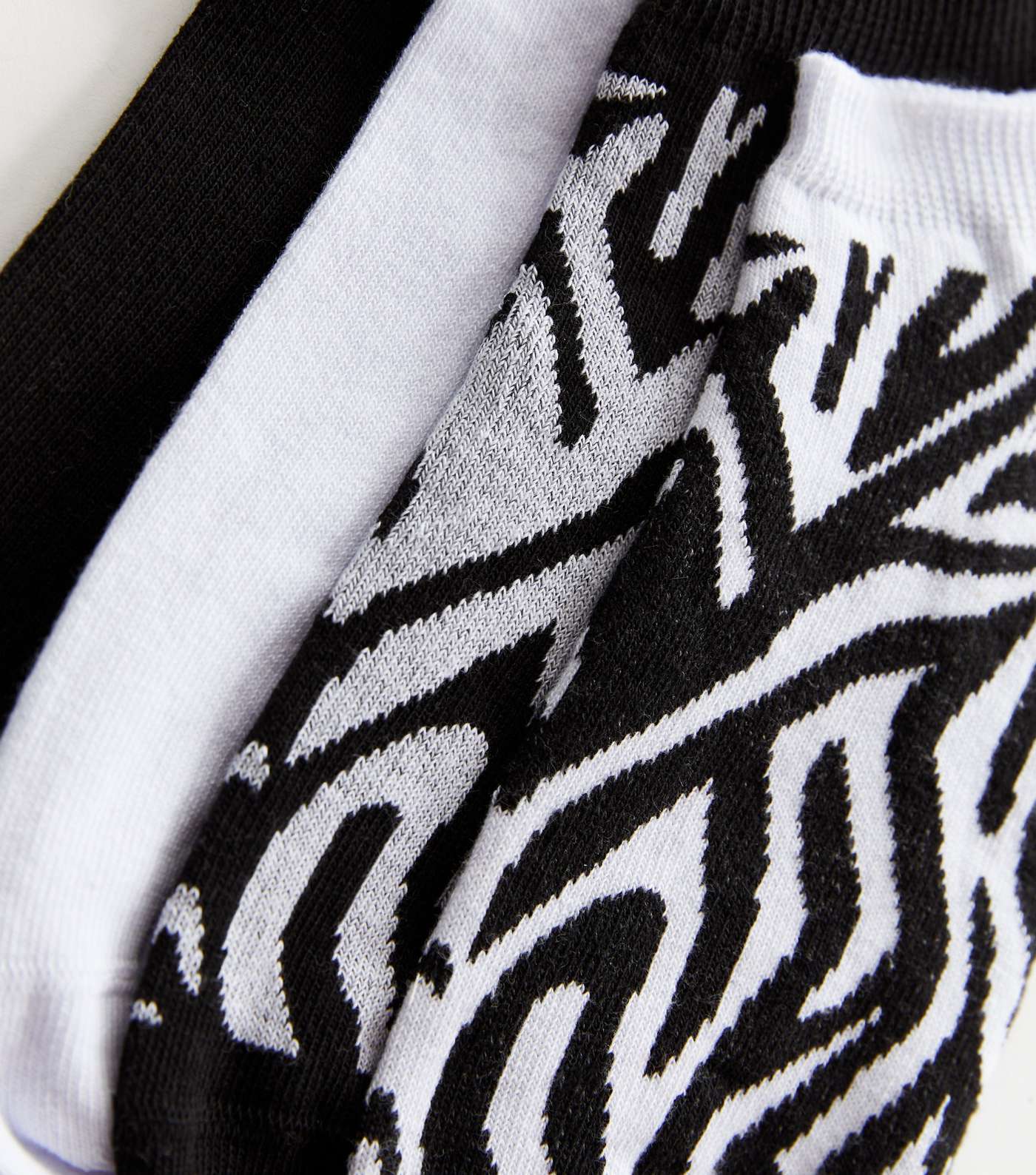 4 Pack Black Zebra Print Trainer Socks Image 2
