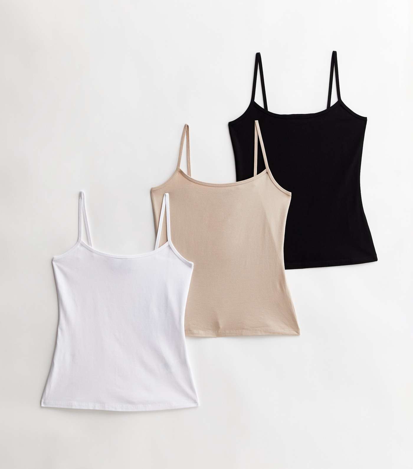 3 Pack Black Brown and White Jersey Scoop Neck Camis Image 5