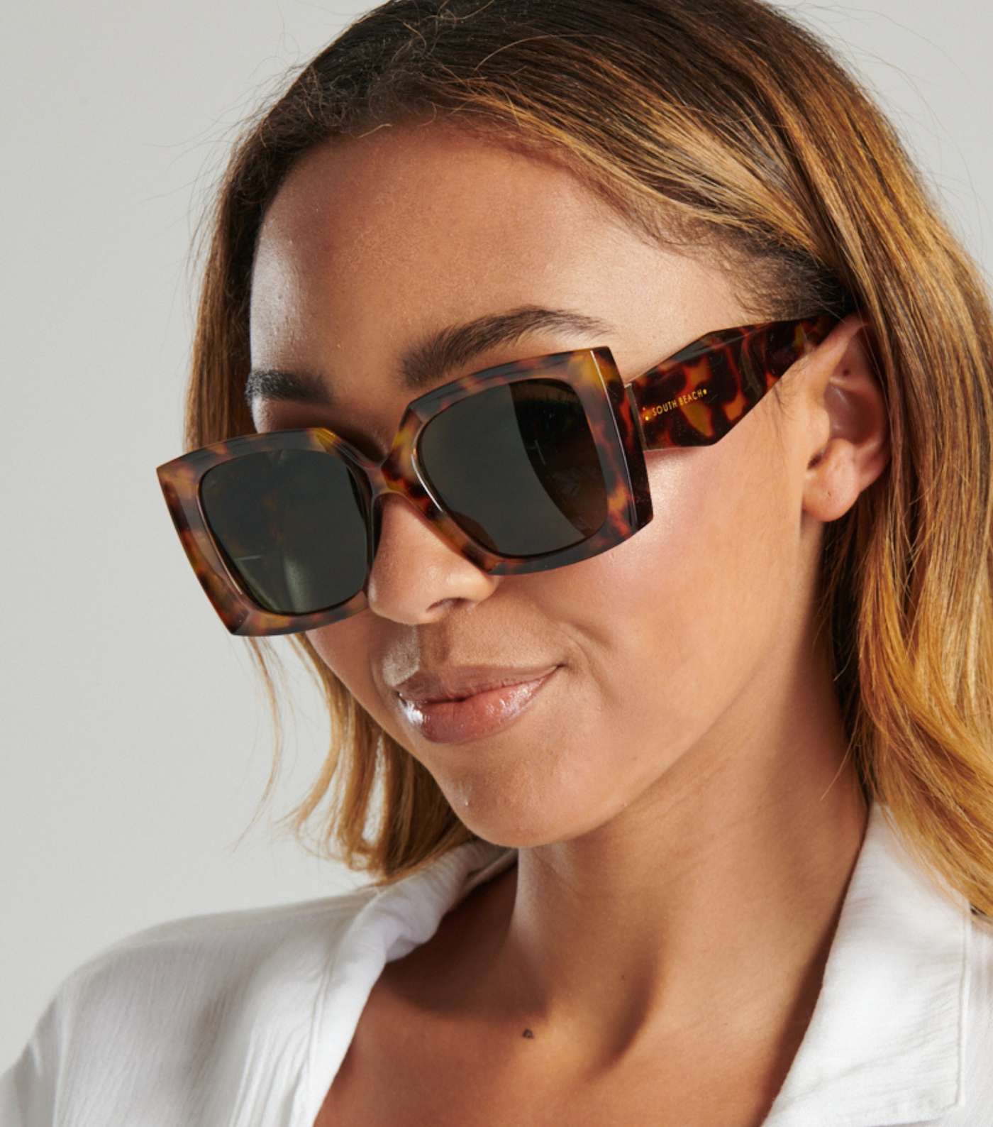 South Beach Brown Oversized Square Frame Sunglasses