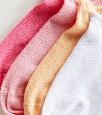 Girls 4 Pack Pink Orange and White Trainer Socks New Look