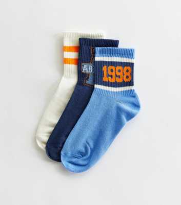 Girls 3 Pack Blue Stripe Arizona Logo Tube Socks