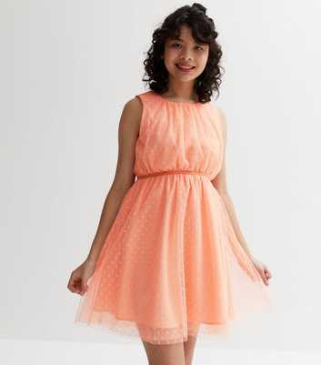 Name It Pink Mesh Spot Glitter Mini Skater Dress