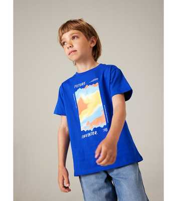 Name It Blue Future Inventor Box Print Logo T-Shirt