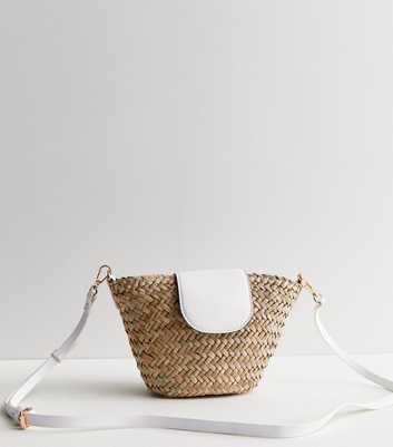 Cream Straw Effect Cross Body Bag