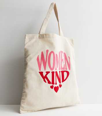 Cream Heart Women Kind Logo Canvas Tote Bag