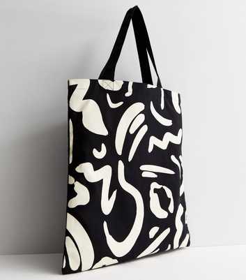 Black Squiggle Canvas Tote Bag