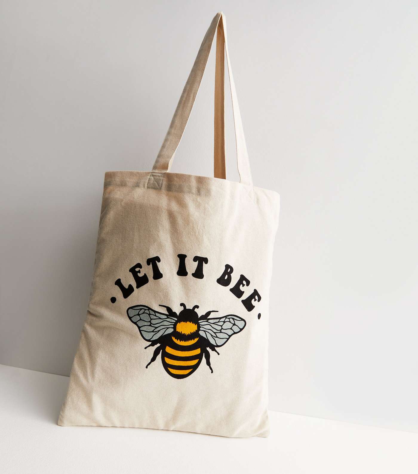 Cream Let It Bee Cotton Canvas Tote Bag
