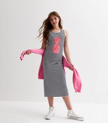 Name It White Stripe Pineapple Logo Maxi Dress New Look
