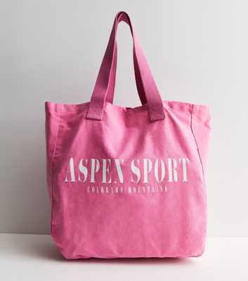 Pink Aspen Sport Logo Canvas Tote Bag