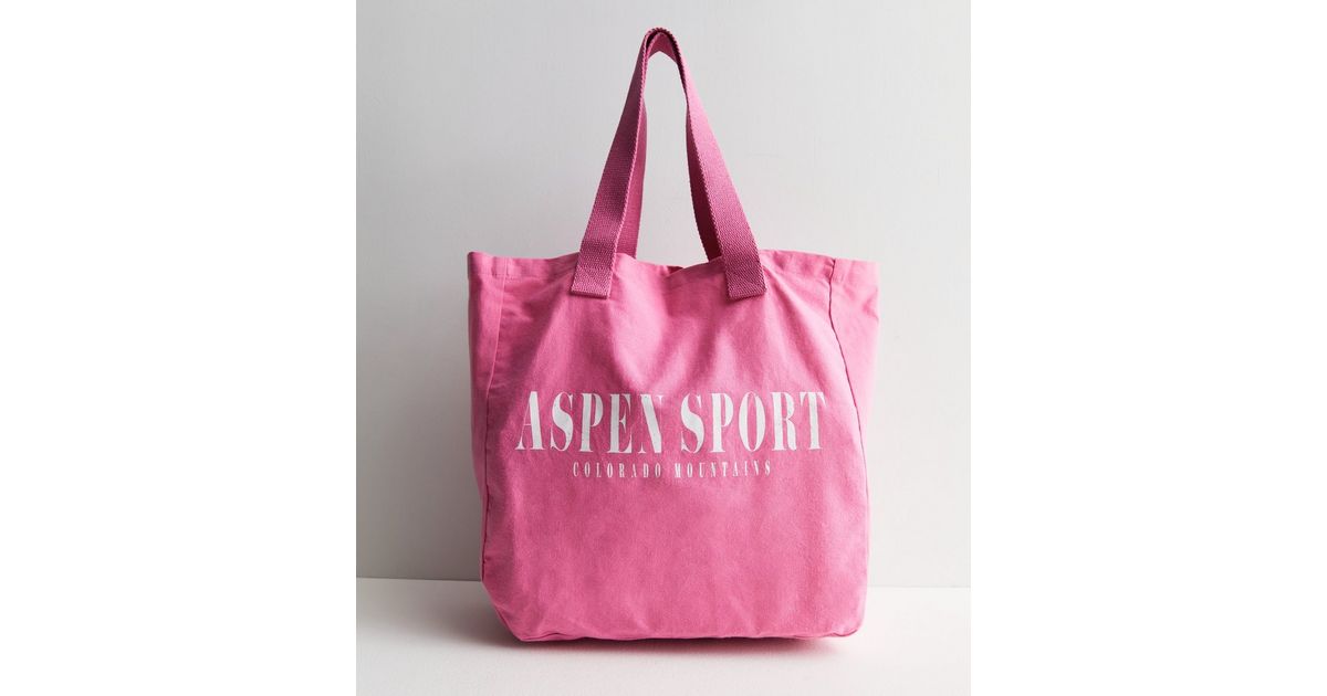 Pink Aspen Sport Logo Canvas Tote Bag | New Look