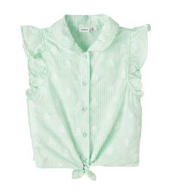 Name It Light Green Spot Tie Front Top