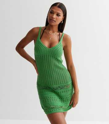 Green Crochet Mini Dress