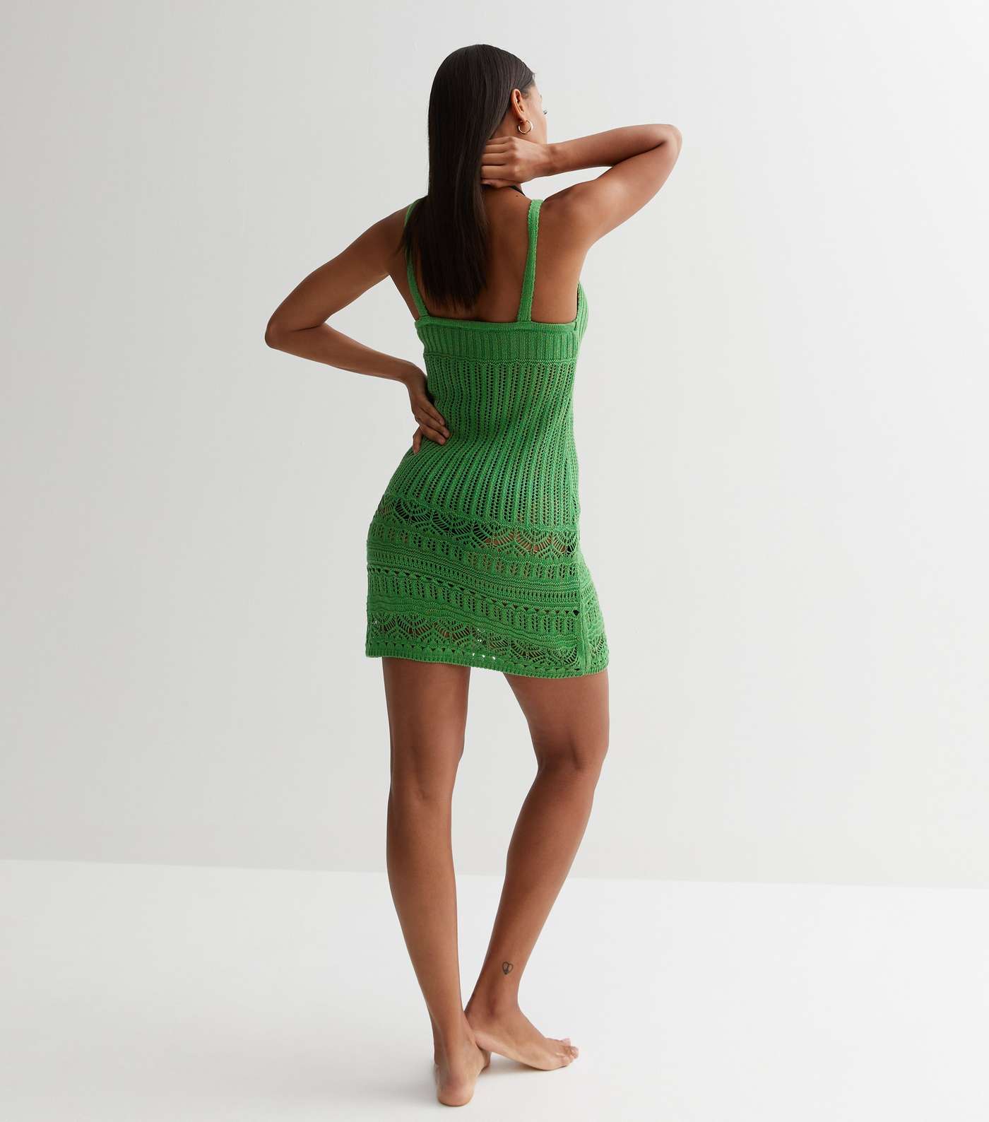 Green Crochet Mini Dress Image 4