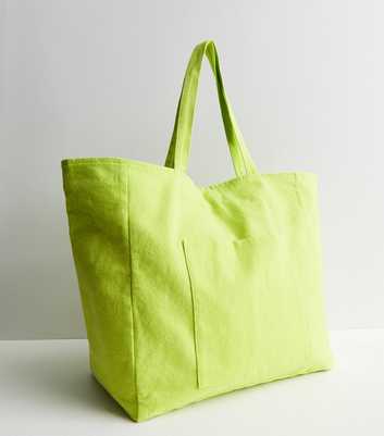 Light Green Canvas Large Tote Bag