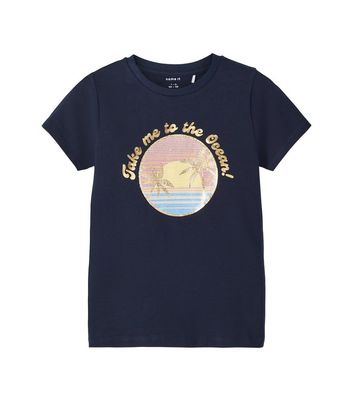 Name It Navy Take Me To The Ocean Logo T-Shirt New Look