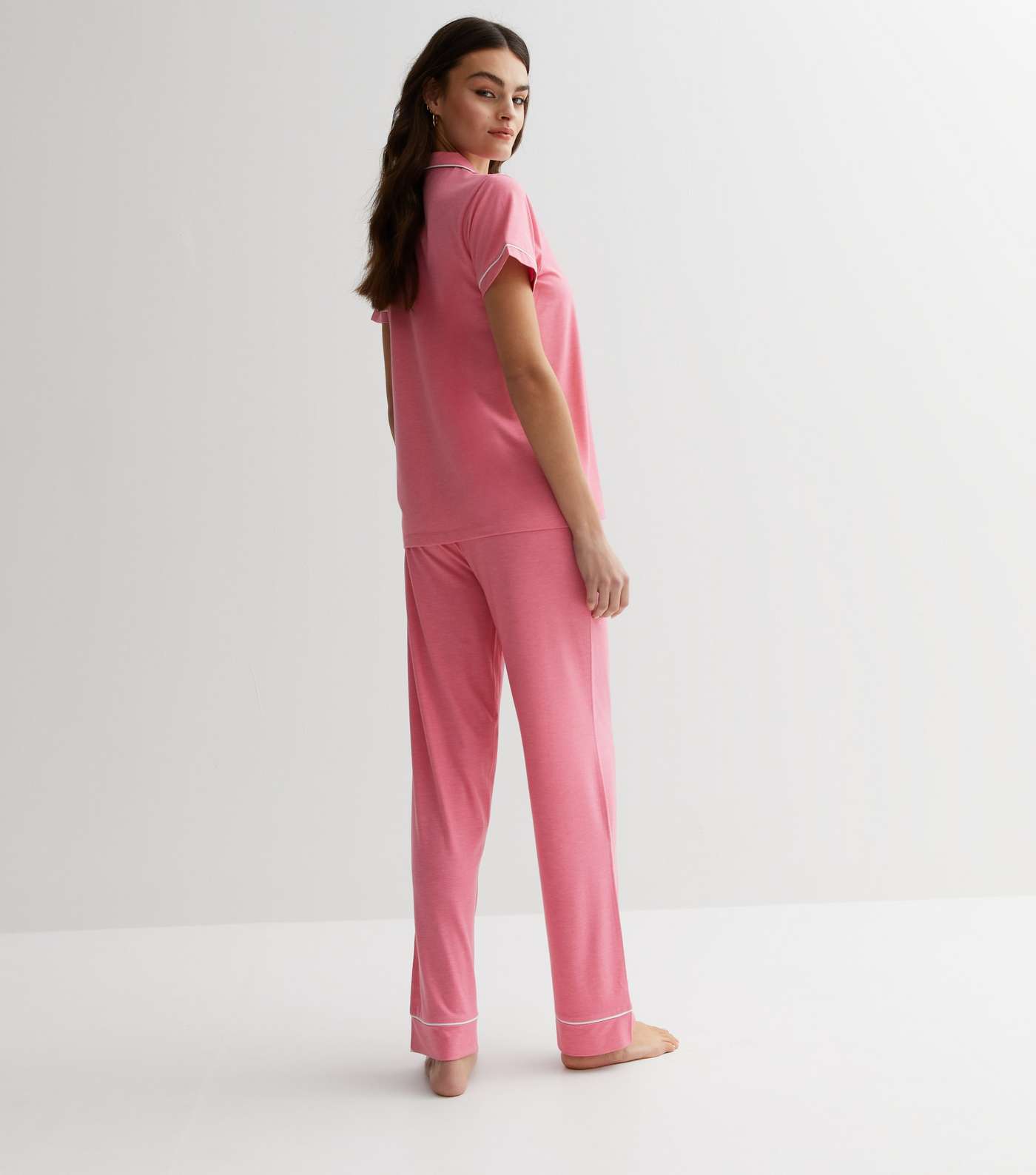 Pink Jersey Piping Trouser Pyjama Set Image 4