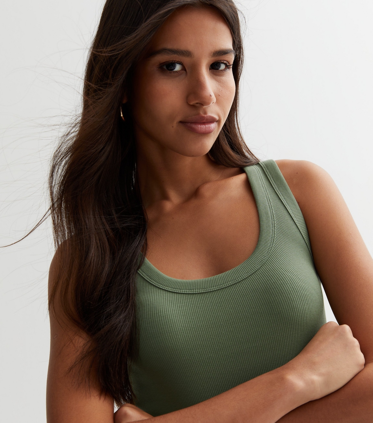 Women's Tall Khaki Scoop Neck Ribbed Vest New Look
