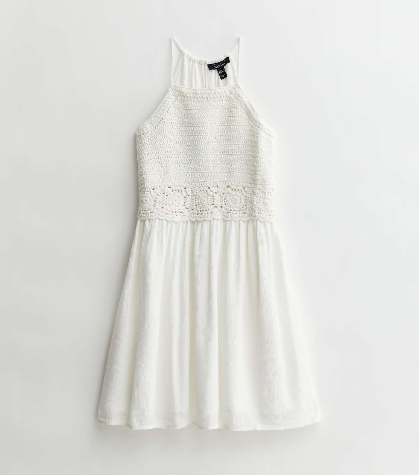 Girls White Crochet Mini Beach Dress Image 5