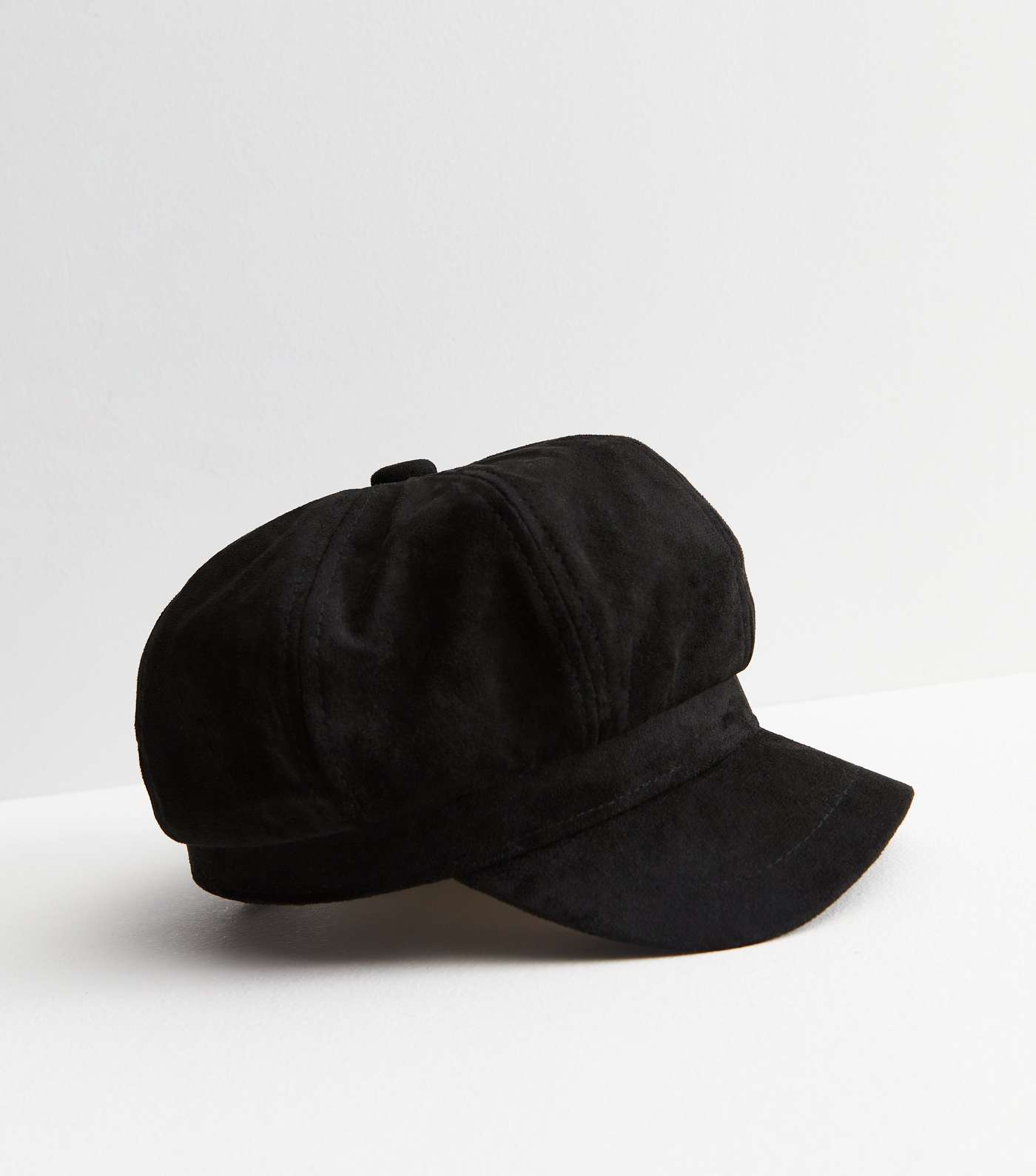 Black Suedette Baker Boy Hat Image 2