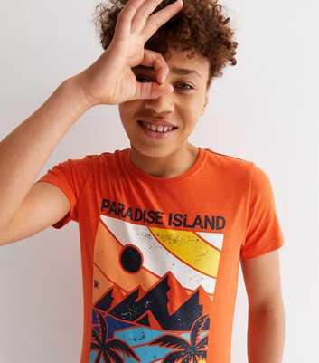 Name It Orange Paradise Island Logo T-Shirt