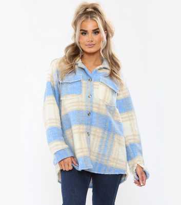 JUSTYOUROUTFIT Pale Blue Check Double Pocket Shacket