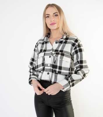 JUSTYOUROUTFIT Black Check Double Pocket Crop Shacket