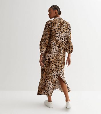 Leopard print clearance long shirt dress