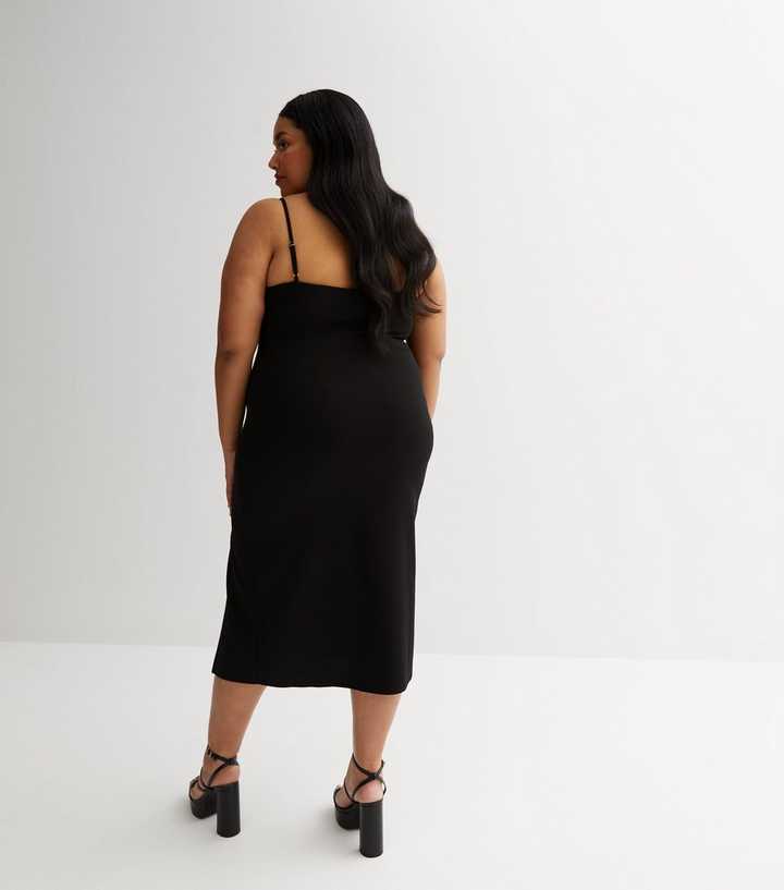 ASOS Going Out Underboob Bodycon Midi Dress in Black