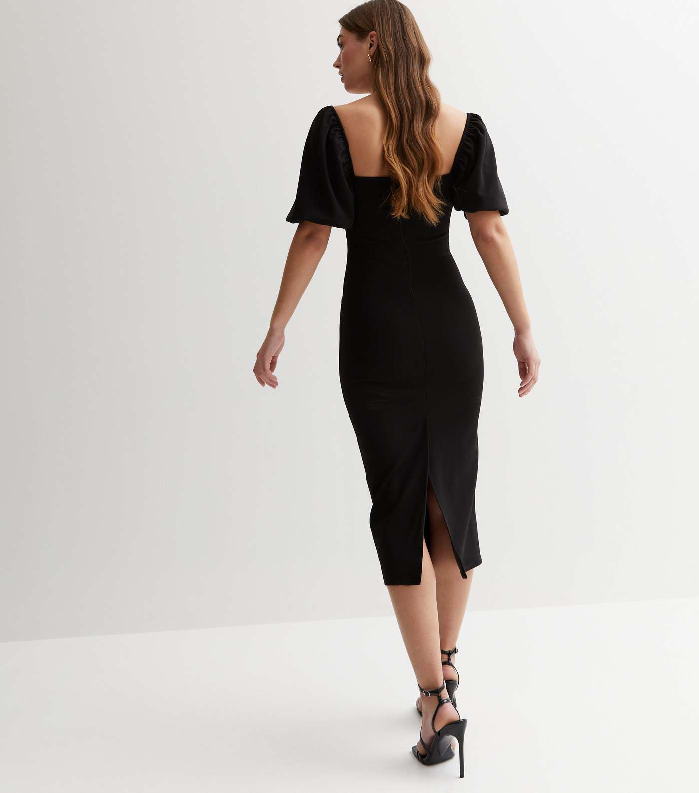 Black Sweetheart Short Sleeve Midi Bodycon Dress Image 4