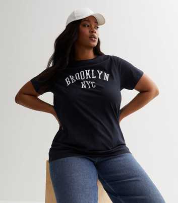 Curves Navy Brooklyn Logo T-Shirt
