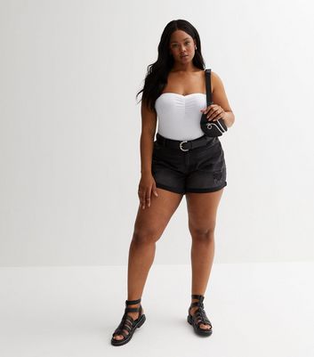 New look outlet black denim shorts