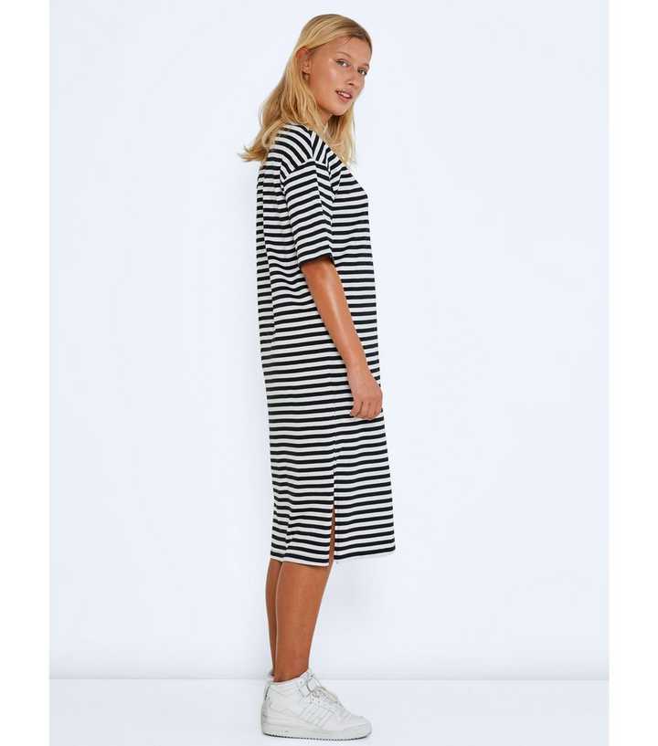 Noisy May Black Stripe Jersey Midi Dress | New Look