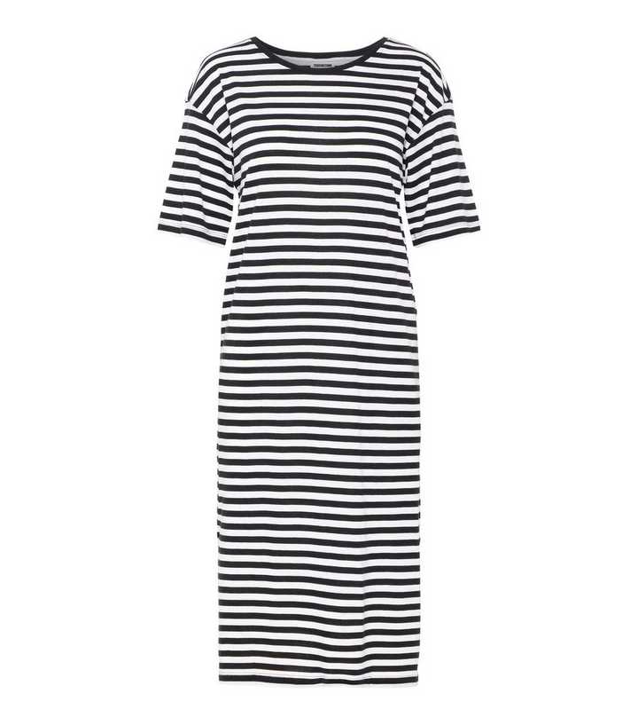 Noisy May Black Stripe Jersey Midi Dress | New Look